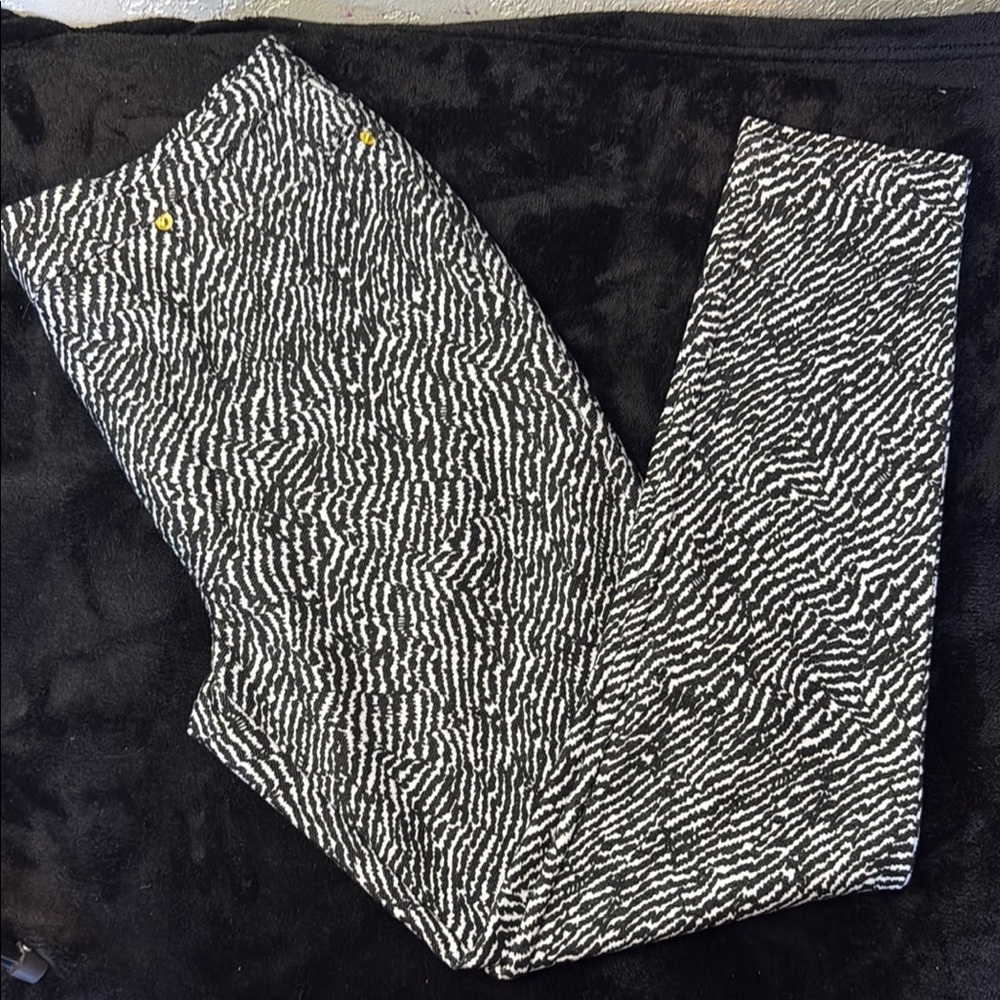 Michael Kors Black and White Leggings with Zebra Print